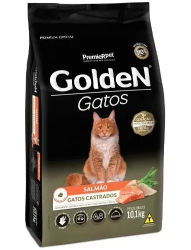 Golden Salmão Para Gatos Adultos Castrados 10,1Kg