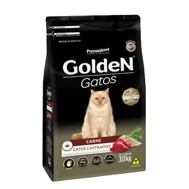Ração Golden Gatos Adultos Carne 3Kg