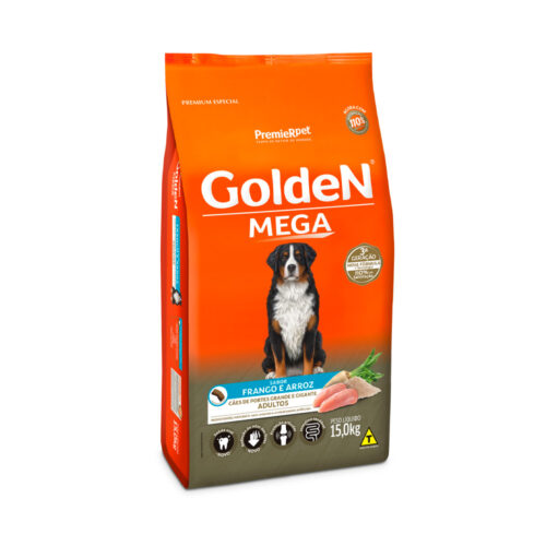 Ração Golden Mega para Cães Adultos Raças Grandes Frango e Arroz 15 kg