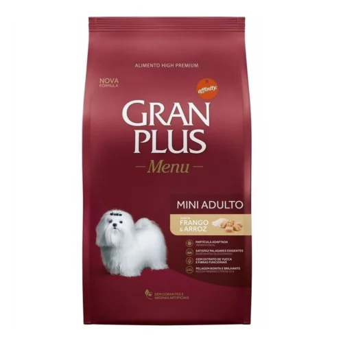 Ração GranPlus Menu Cães Adultos Mini Frango e Arroz 3 kg