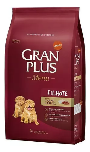 Ração GranPlus Menu Cães Filhotes Carne e Arroz 15 kg
