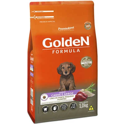 Ração PremieR Pet Golden Formula Carne e Arroz para Cães Filhotes de Raças Pequenas 1kg