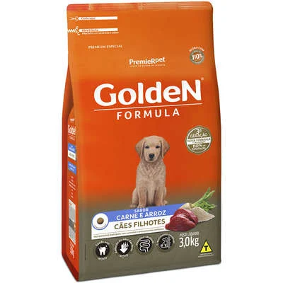 Ração PremieR Pet Golden Formula Carne e Arroz para Cães Filhotes de Raças Pequenas 3kgs