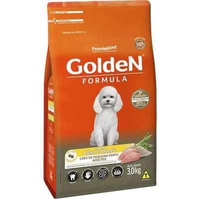 Ração PremieR Pet Golden Formula Peru & Arroz para Cães Adultos de Pequeno Porte 3kgs