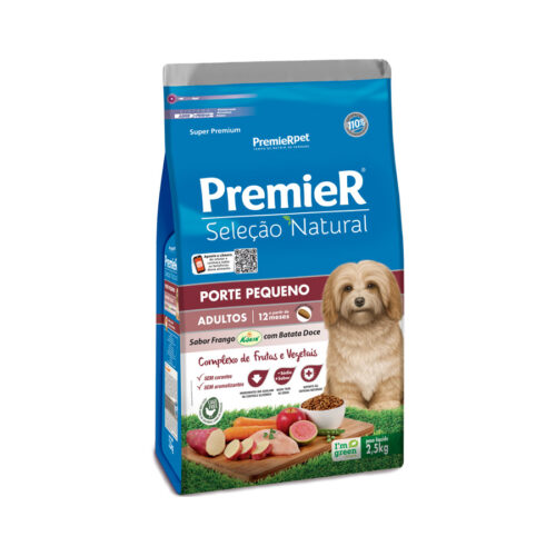 Ração Premier Seleção Natural Cães Adultos Raças Pequenas Frango com Batata Doce 2,5 kg