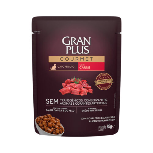 Ração Úmida GranPlus Gatos Adultos Sachê Carne 85g