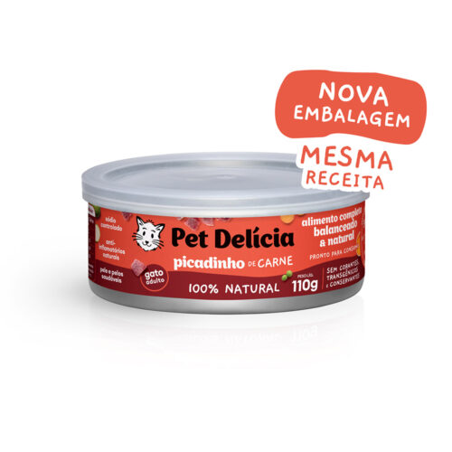 Ração Úmida Pet Delícia Natural Picadinho de Carne para Gatos 110G