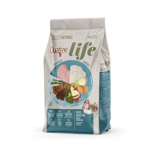 Ração Quatree Life Para Cães Adultos De Porte Pequeno Sabor Frango E Arroz 15Kg