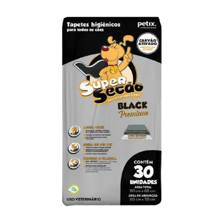 TAPETE HIGIENICO SUPER SECAO BLACK 30 UNIDADES