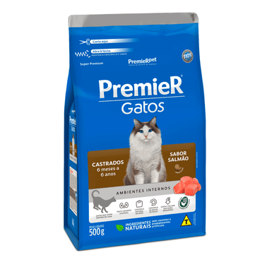 PREMIER GATO CASTRADOS ATE 6 ANOS SALMÃO 500G