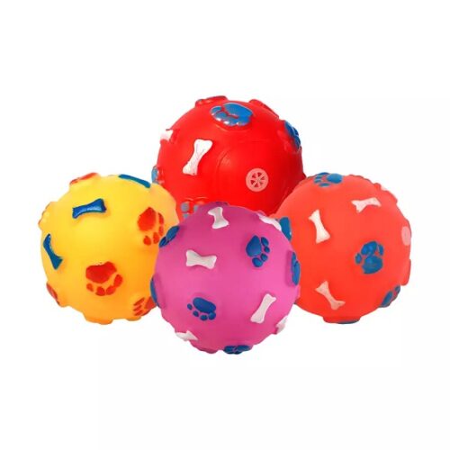 BRINQUEDO VINIL BOLA PATINHA COM OSSO 8CM